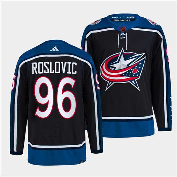 Mens Columbus Blue Jackets #96 Jack Roslovic Navy 2022 Reverse Retro Stitched Jersey Dzhi->blue jackets->NHL Jersey